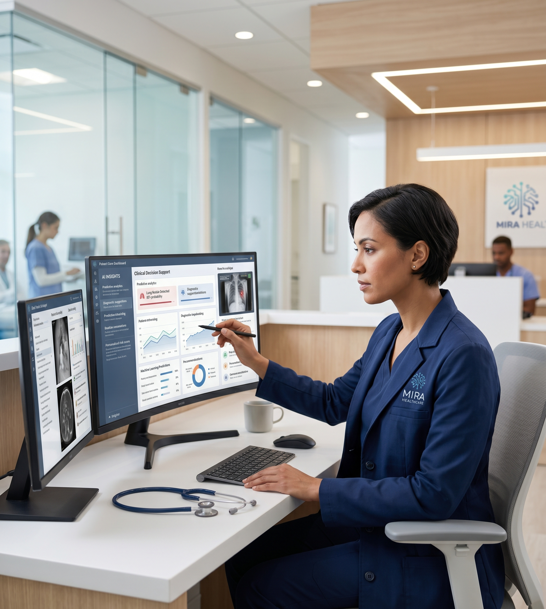 Clinician working with PrivacyPal-protected AI